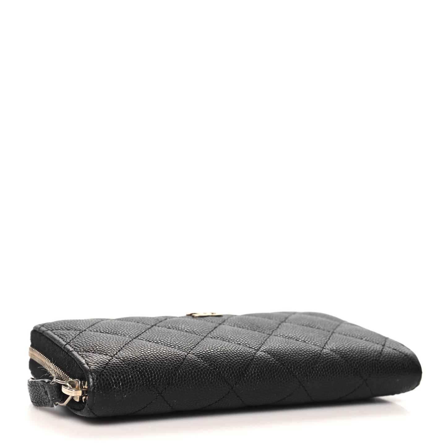 Caviar Quilted Medium Zip Around Wallet Black