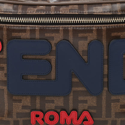 Fendi X FILA Glazed Fabric Vitello Century FF 1974 Mania Belt Bag Mogano Panna Blueberry 8 of 10