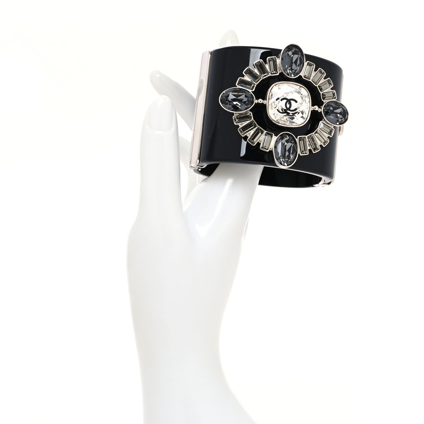 Resin Baguette Crystal CC Cuff Black