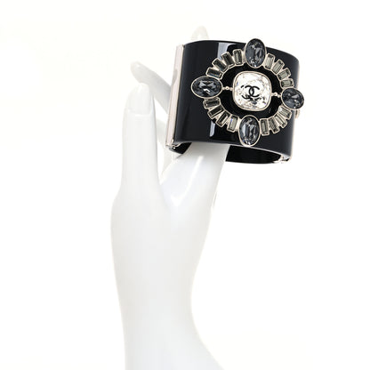 Chanel Resin Baguette Crystal CC Cuff Black 2 of 5