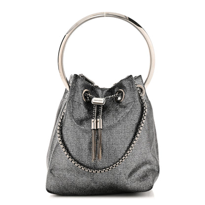 Jimmy Choo Metallic Fabric Bon Bon Bag Bucket Bag Silver 1 of 11
