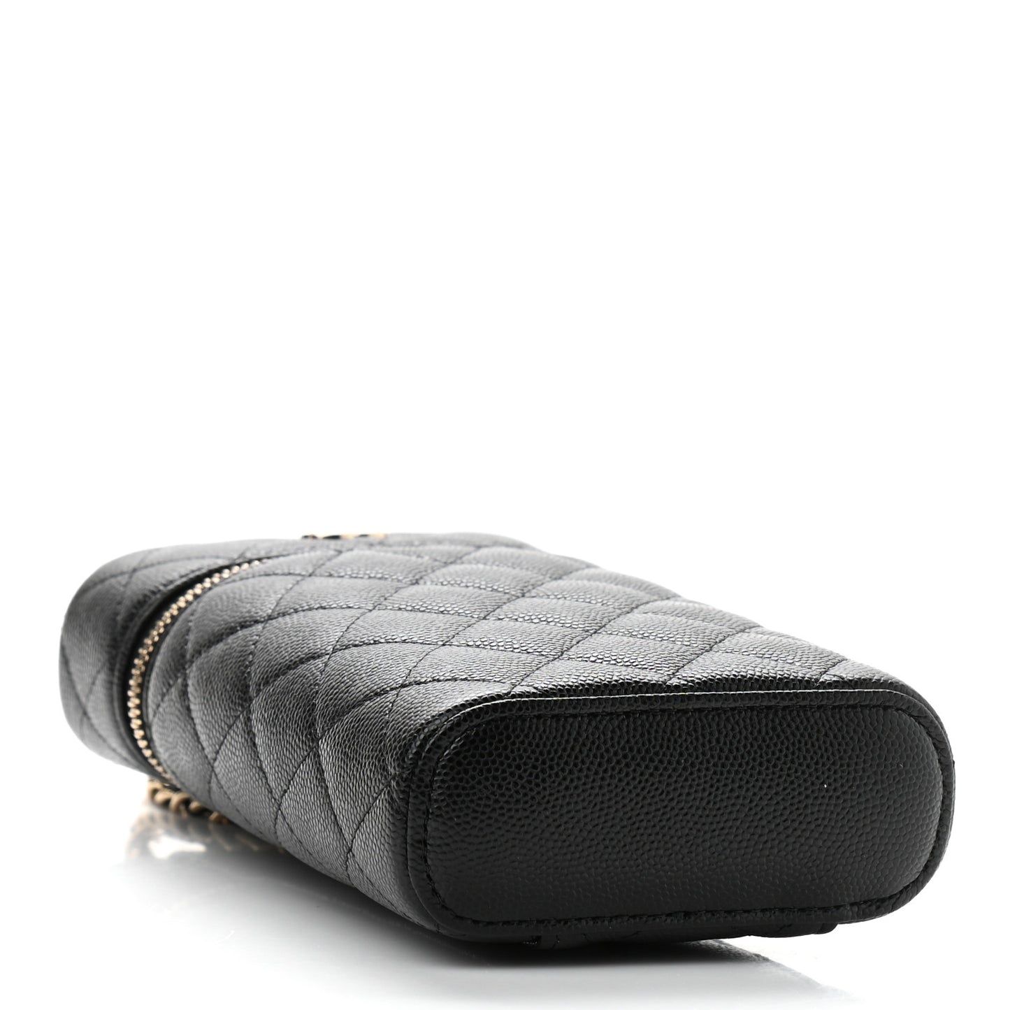 Caviar Quilted Phone Holder With Chain Black