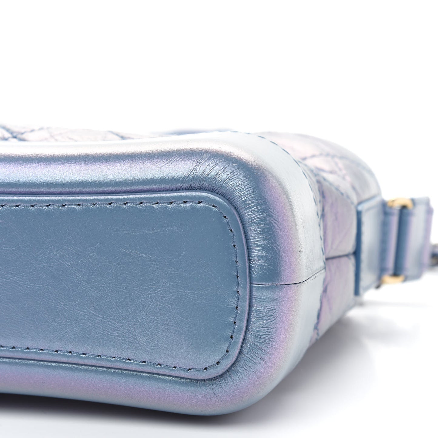 Iridescent Aged Calfskin Quilted Small Gabrielle Hobo Blue