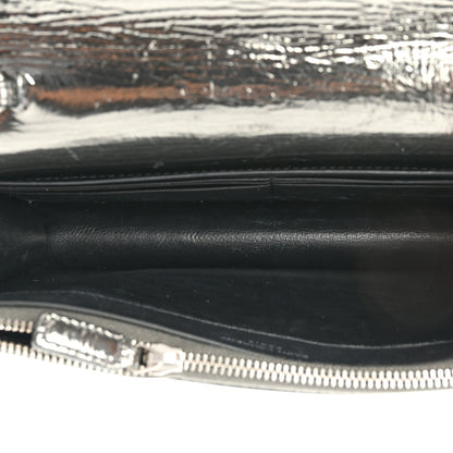 Saint Laurent Metallic Crackled Calfskin Kate Monogram Tassel Chain Wallet Antracite Black 6 of 20