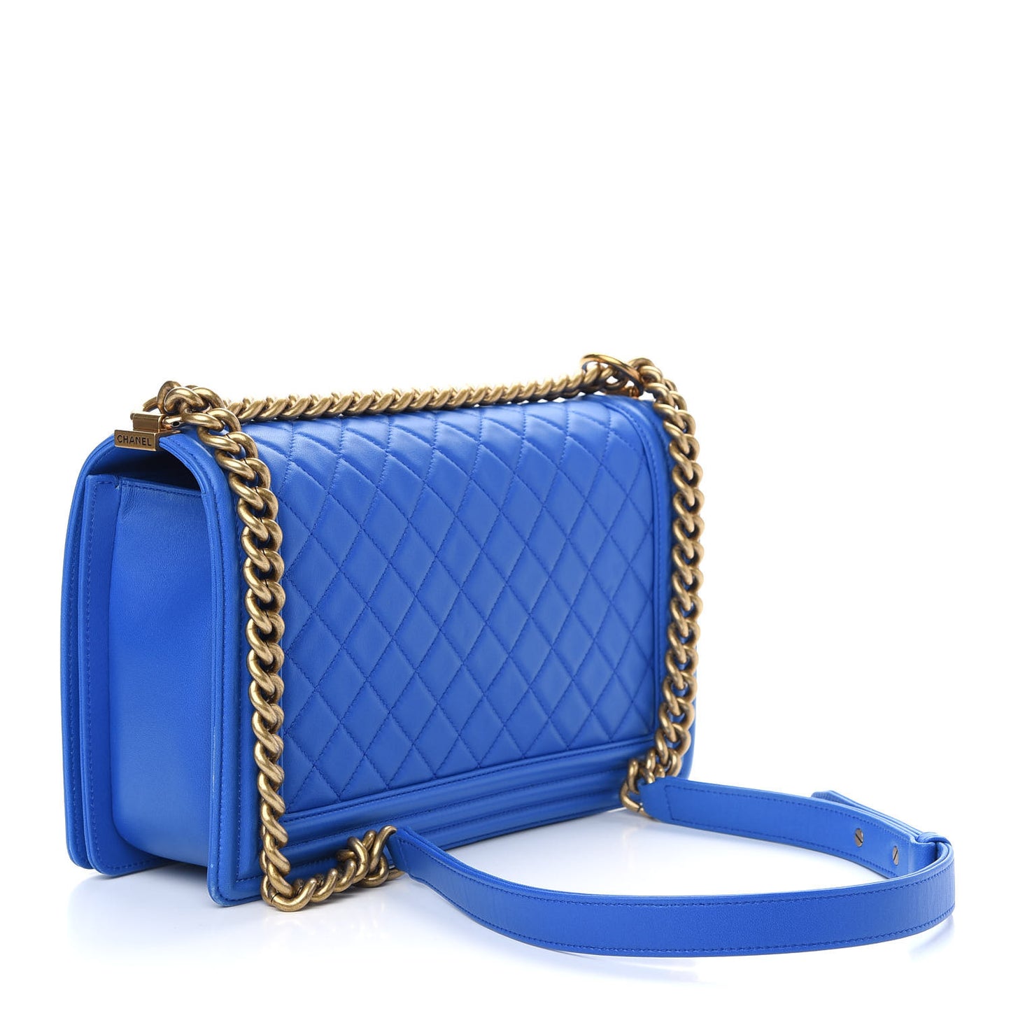 Lambskin Quilted New Medium Boy Flap Blue