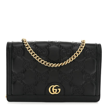 Gucci Calfskin GG Matelasse Chain Wallet Black 1 of 10