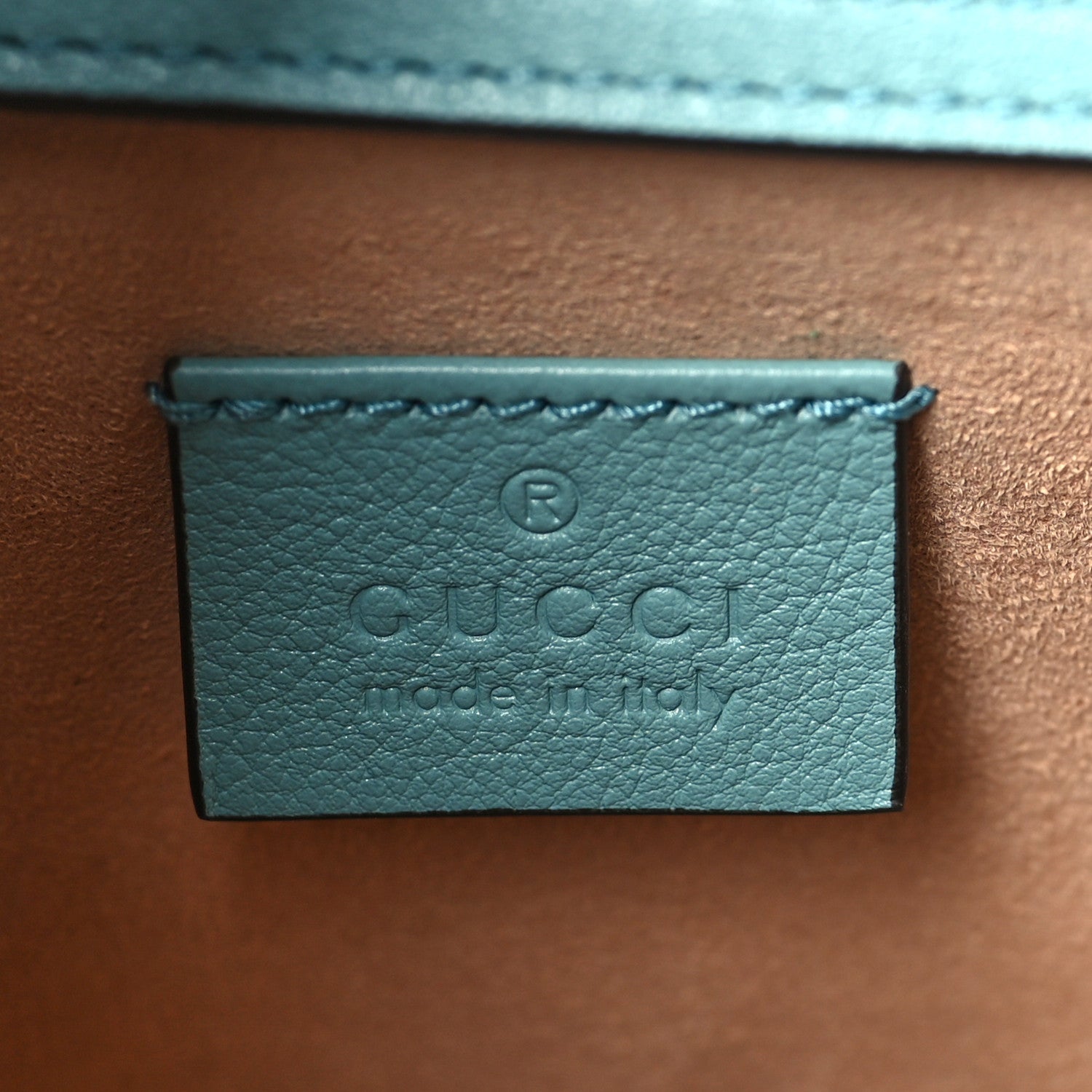 Gucci Wonka Grain Calfskin Mini Diana Tote Bag Dusty Azure Orange Fluo 6 of 9