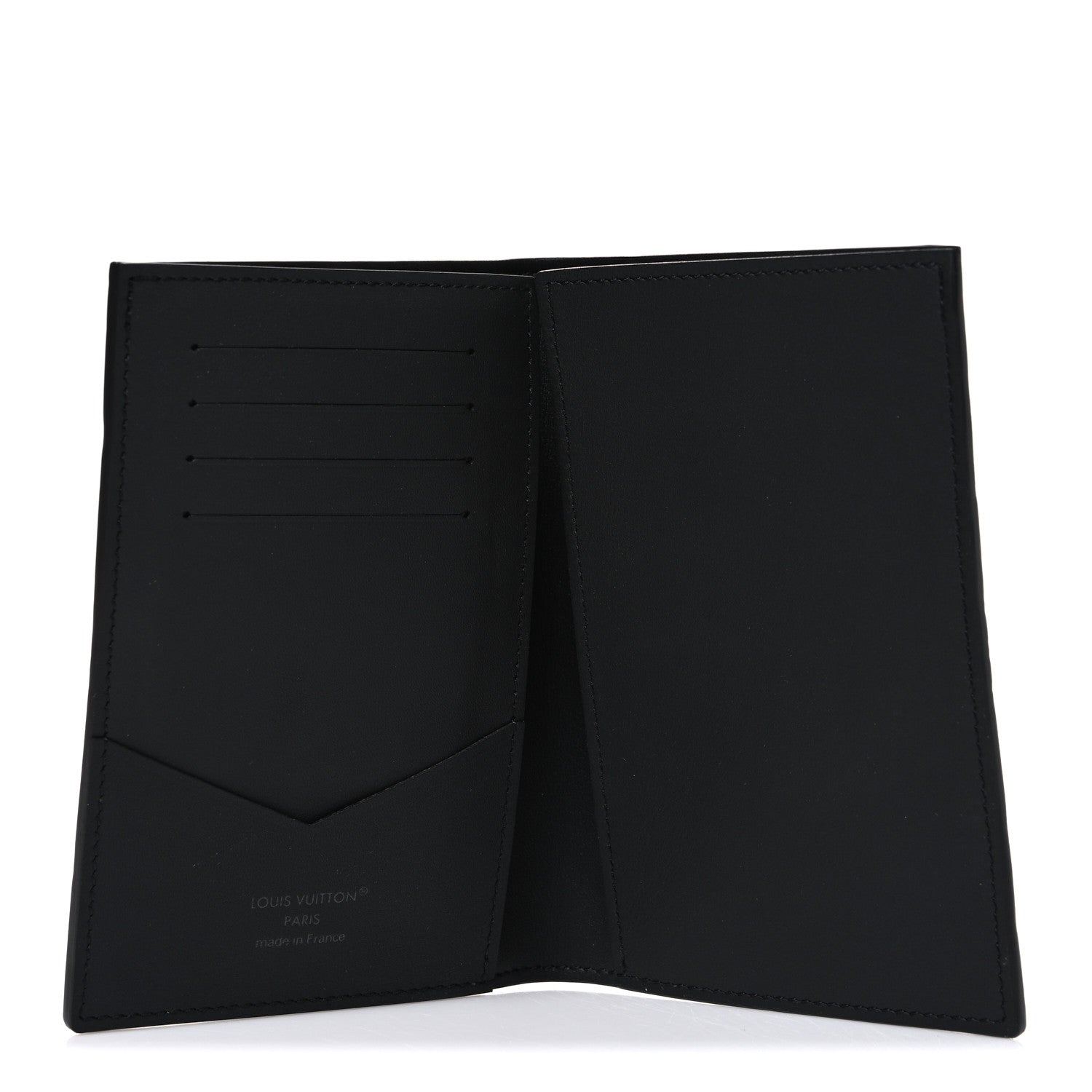 Louis Vuitton Calfskin Monogram Shadow Passport Cover Black 5 of 7