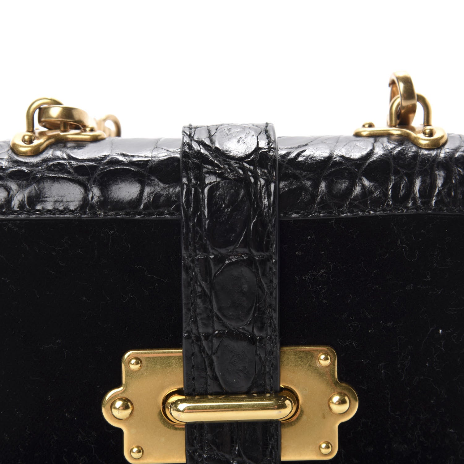 Prada Velvet Crocodile Micro Cahier Bag Black 10 of 10