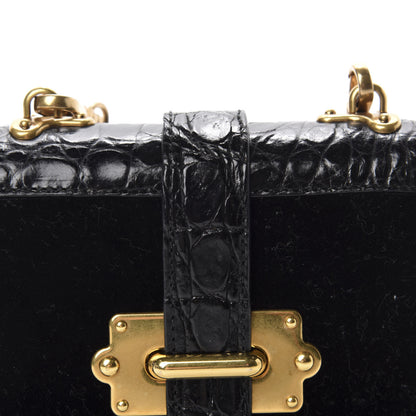 Prada Velvet Crocodile Micro Cahier Bag Black 10 of 10