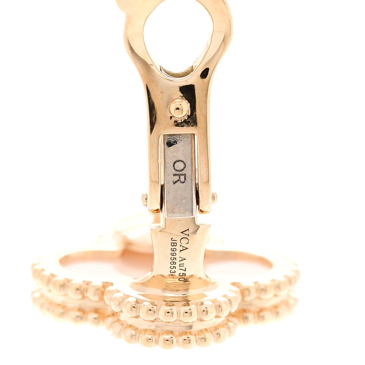 18K Yellow Gold Mother of Pearl Vintage Alhambra Earrings