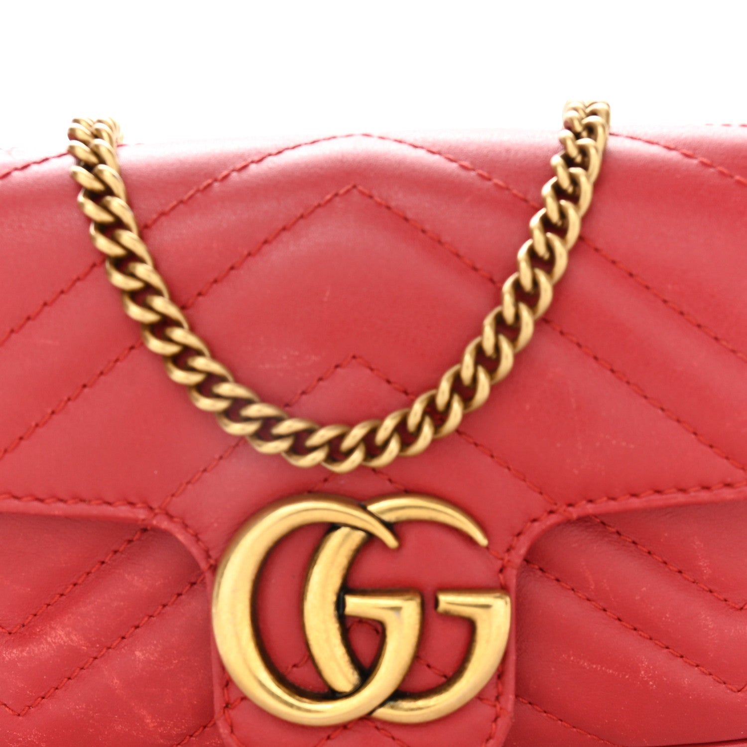Gucci Calfskin Matelasse Super Mini GG Marmont Shoulder Bag