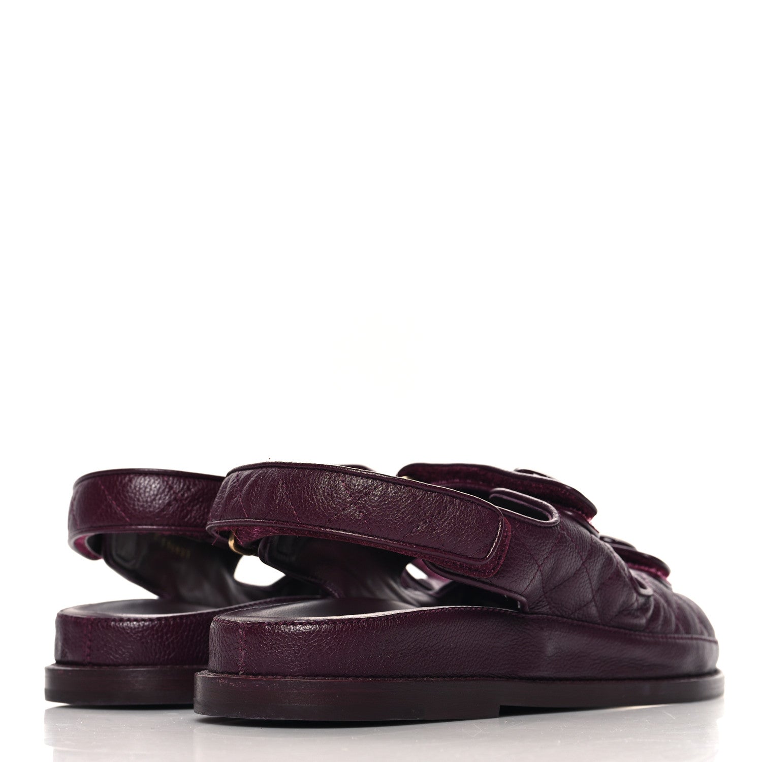 Chanel Grained Calfskin Velcro Dad Sandals 40.5 Burgundy 5 of 10