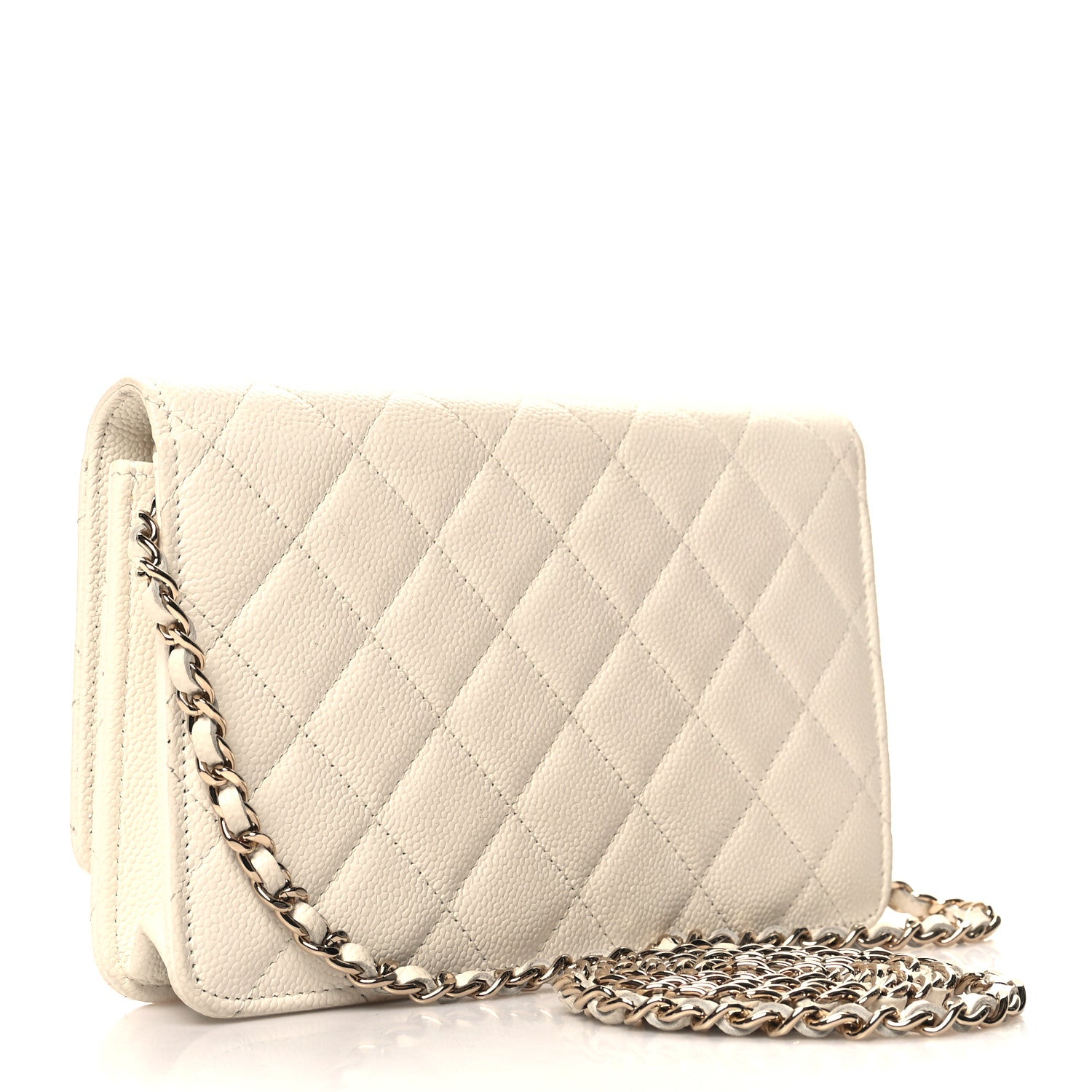 Chanel Caviar Quilted Chain CC Wallet On Chain WOC White 3 of 13