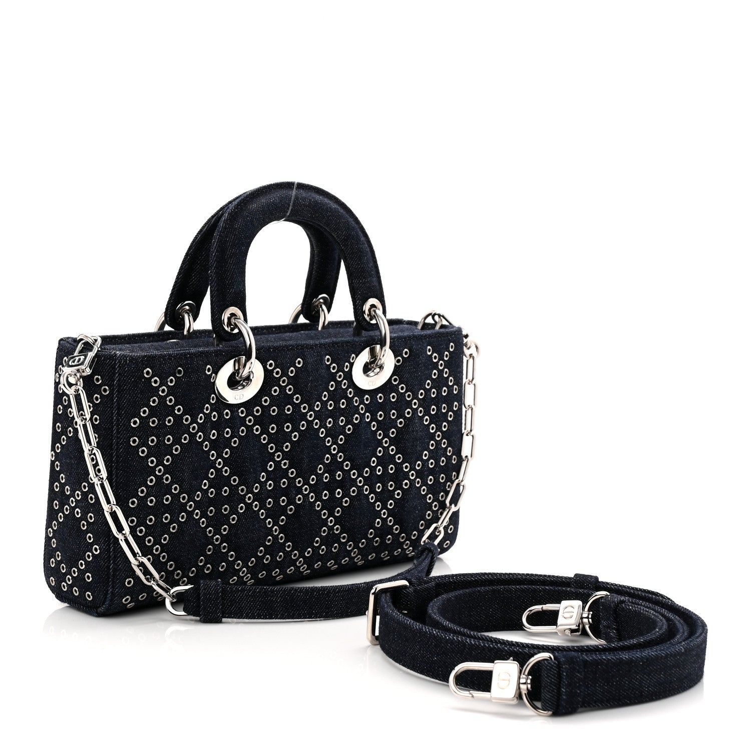Christian Dior Denim Eyelet Lady D-Joy Blue 3 of 10