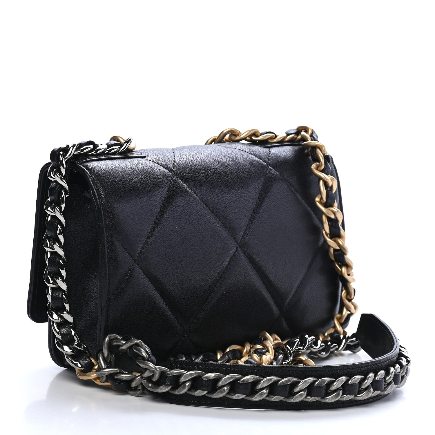 Chanel Lambskin Quilted Chanel 19 Wallet On Chain WOC Black 2 of 9