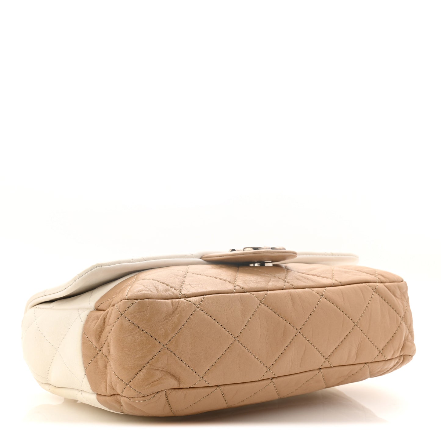 Lambskin Quilted Bi-Color Medium Single Flap White Beige