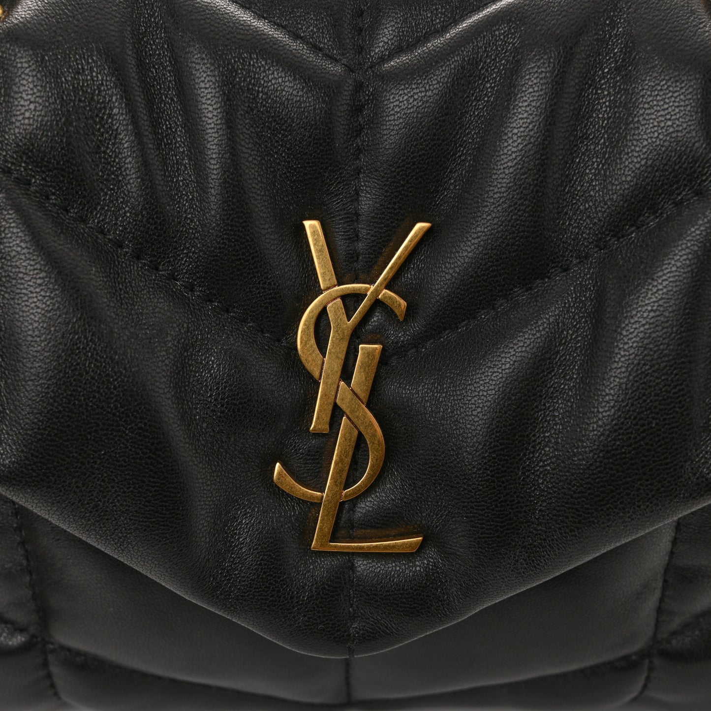 Lambskin Quilted Toy Loulou Puffer Monogram Chain Satchel Black