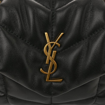 Saint Laurent Lambskin Quilted Toy Loulou Puffer Monogram Chain Satchel Black 11 of 12