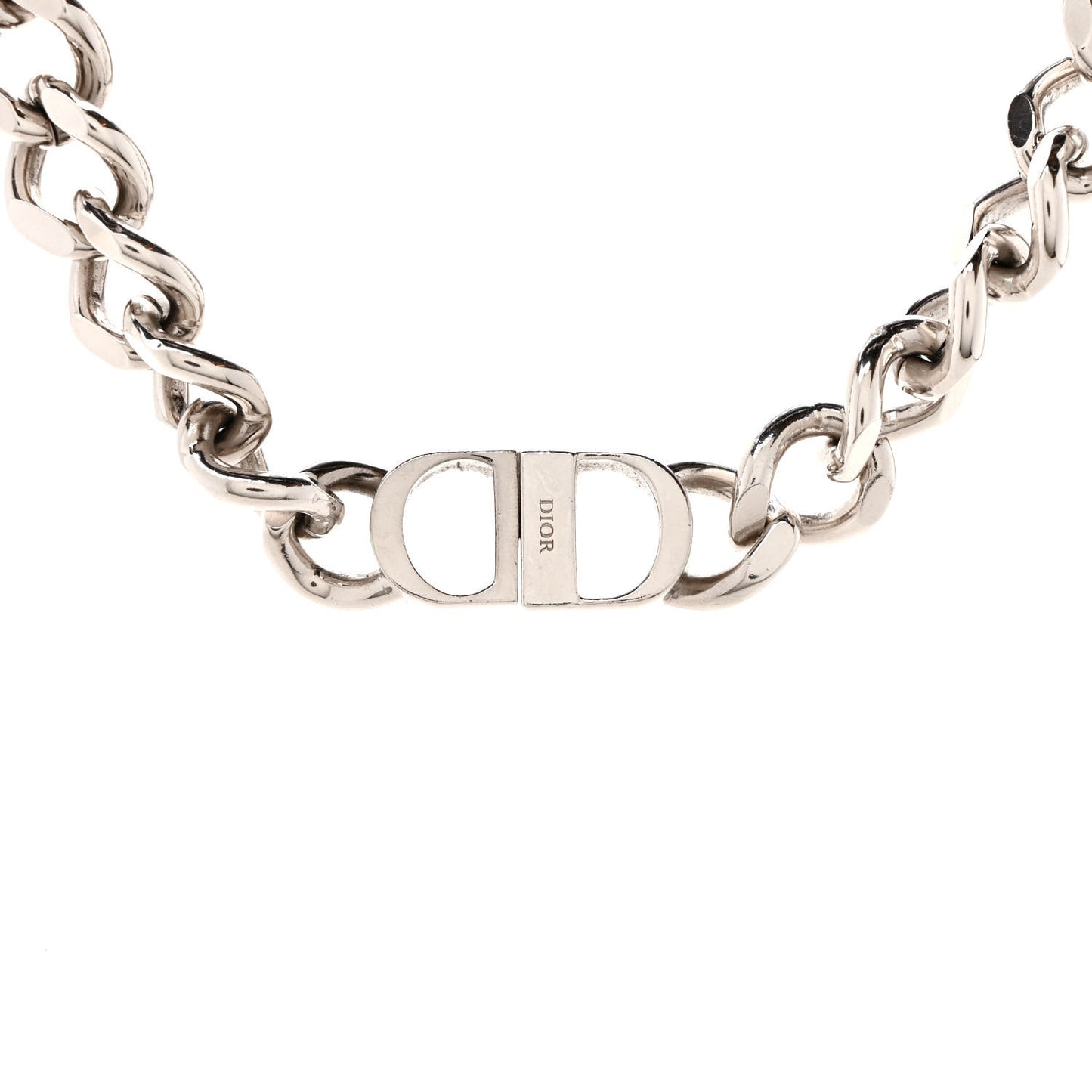 Brass CD Icon Chain Link Necklace Silver