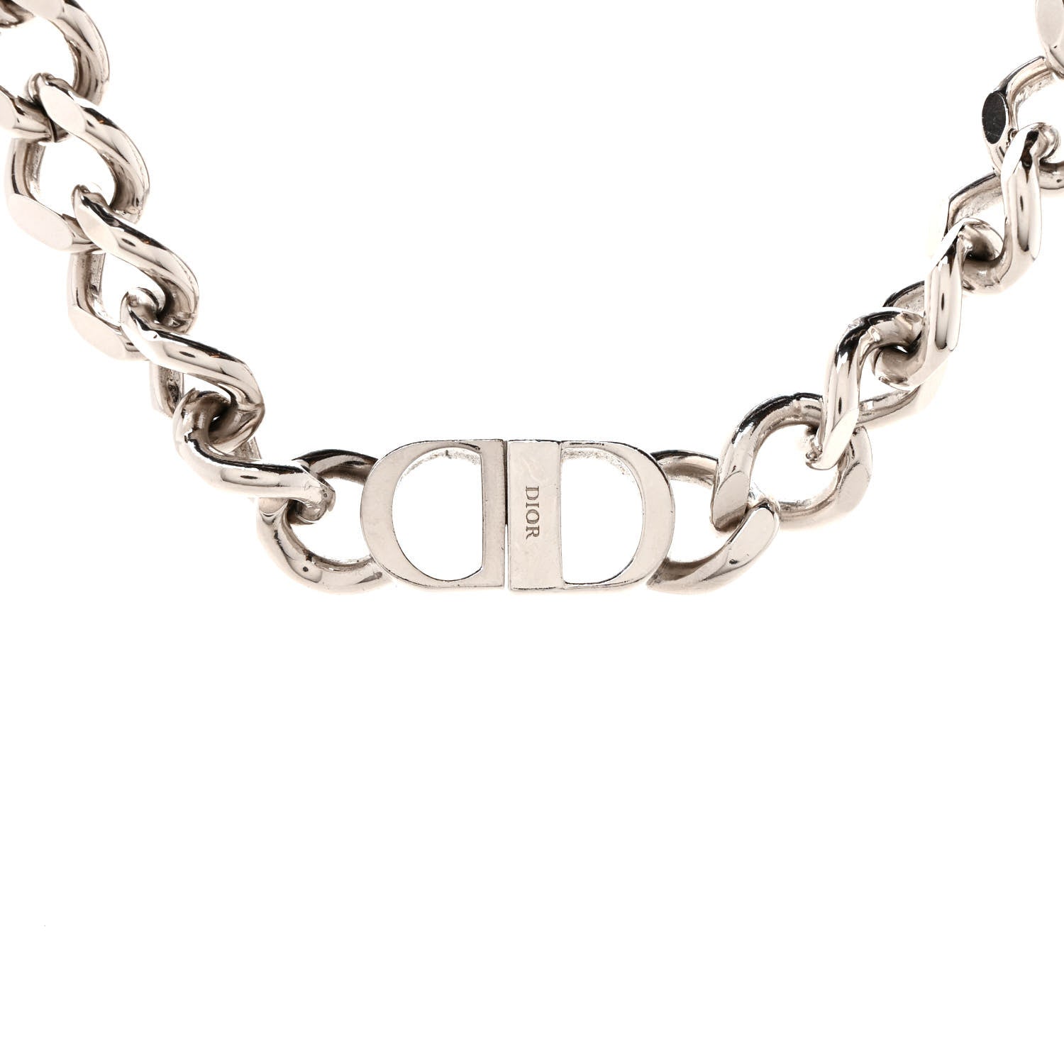 Christian Dior Brass CD Icon Chain Link Necklace Silver 4 of 5