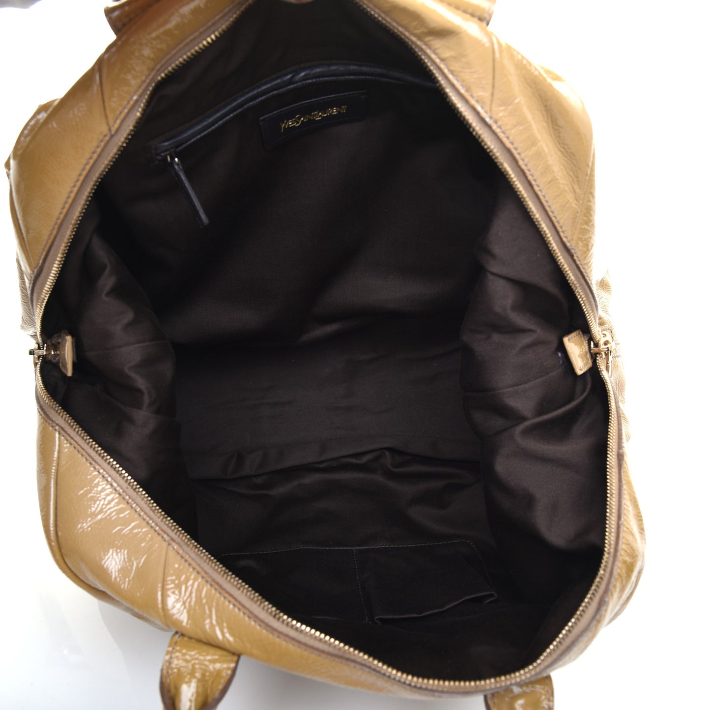 Textured Patent Medium Easy Y Bag Camel