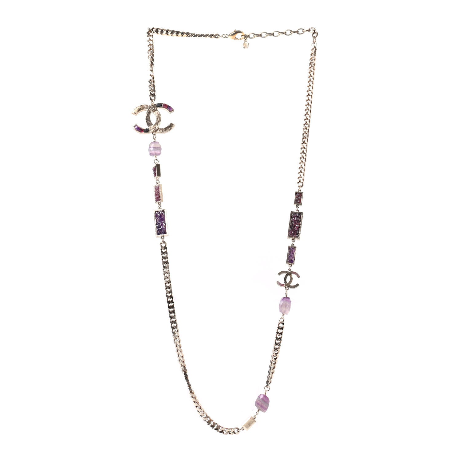 Chanel Beaded Crystal CC Chain Necklace Gold Multicolor 1 of 5