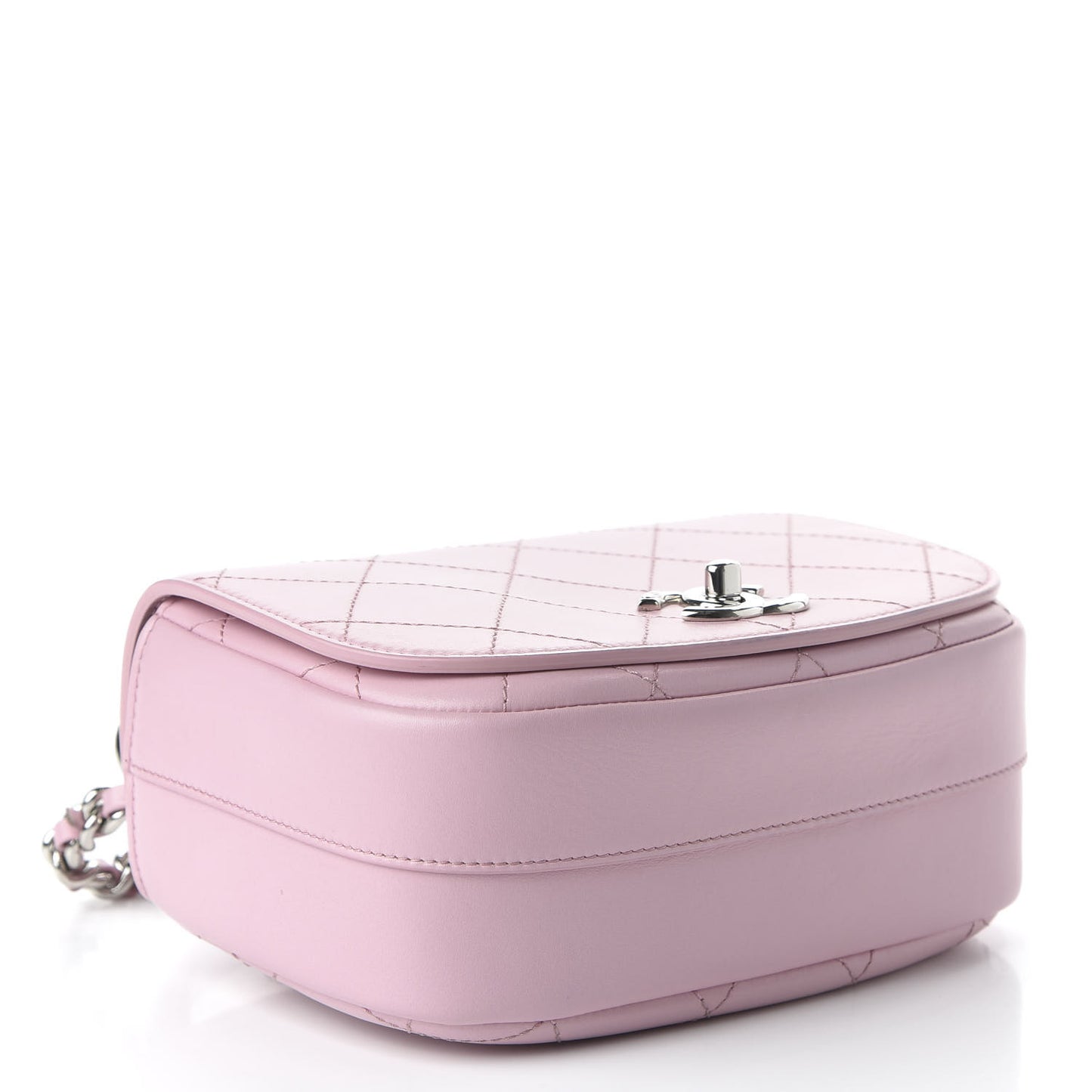 Calfskin Stitched Small Ring My Bag Flap Crossbody Pink