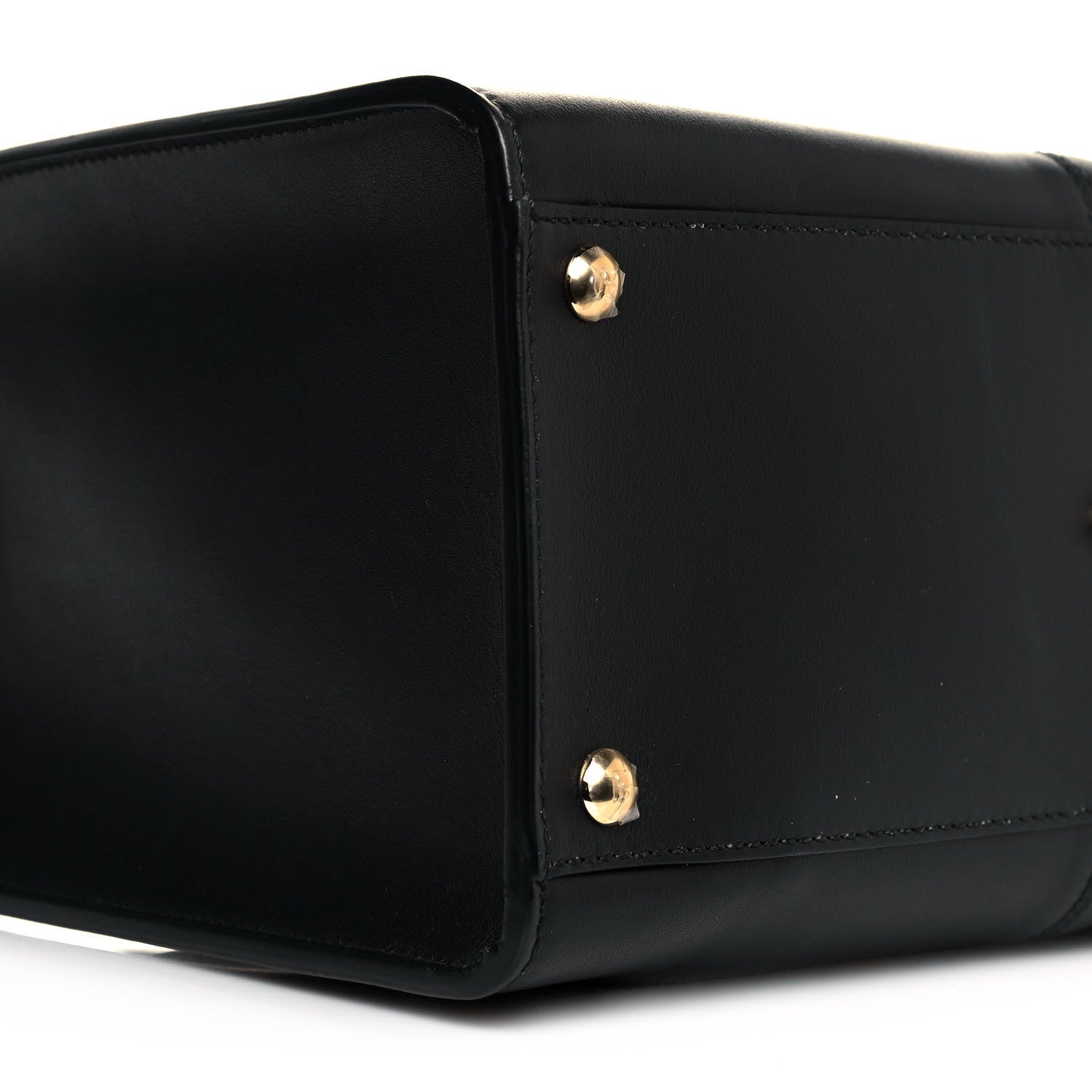 Fendi Vitello Seta Glazed Fabric FF 1974 Medium Peekaboo X-Lite Black Mogano Panna 7 of 12