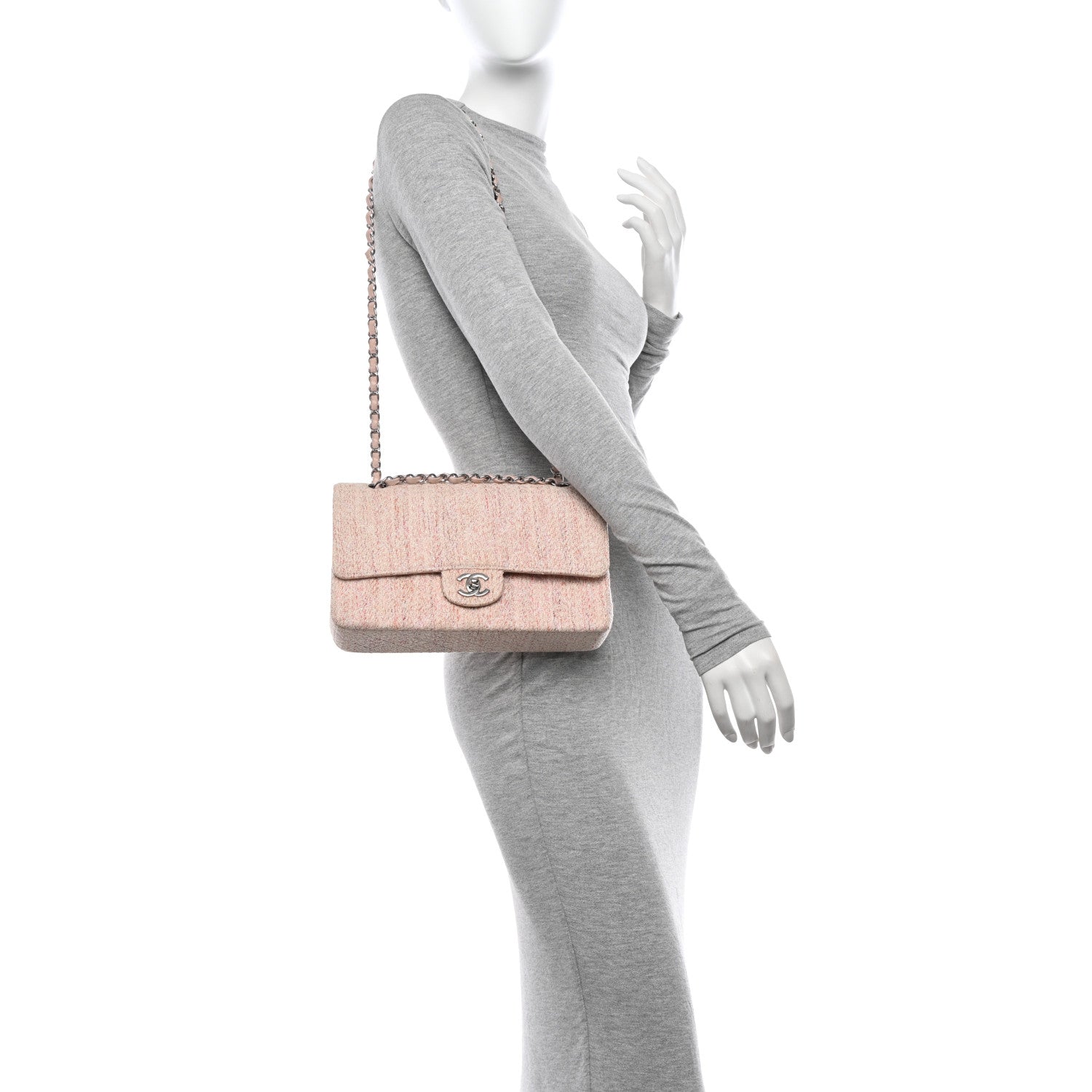 Chanel Tweed Medium Double Flap Pink Multicolor 3 of 12