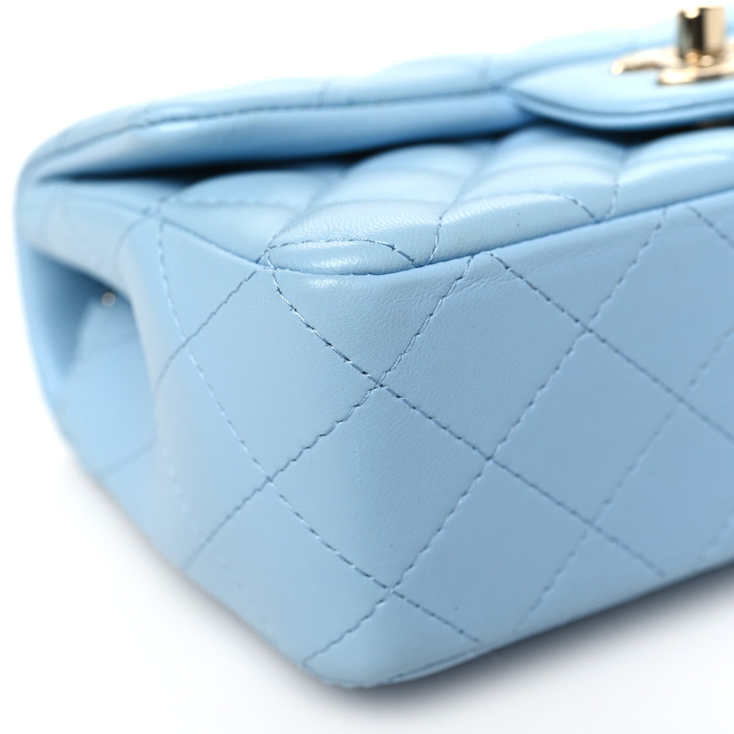 Chanel Lambskin Quilted Mini Rectangular Flap Light Blue 9 of 11