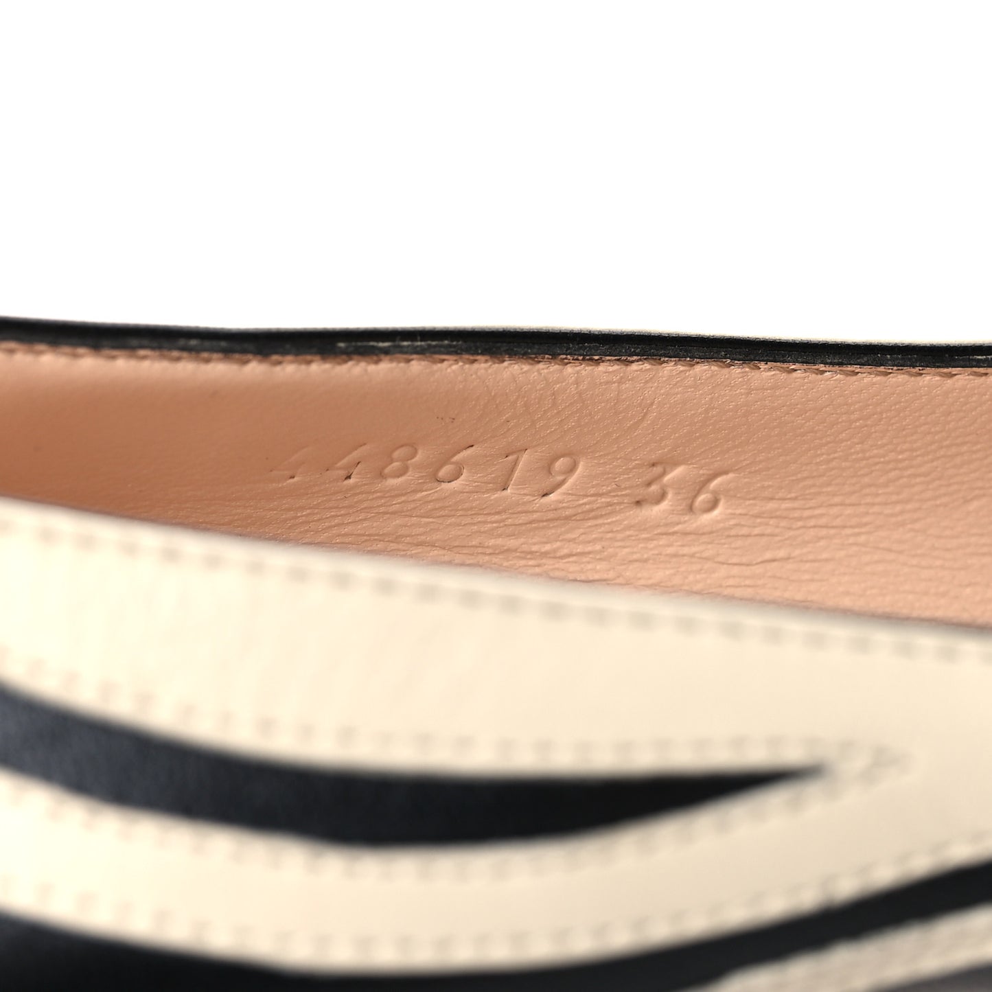 Malaga Kid Zebra Inlay GG Marmont Fringe Loafer 50mm Pumps 36 Mystic White Black