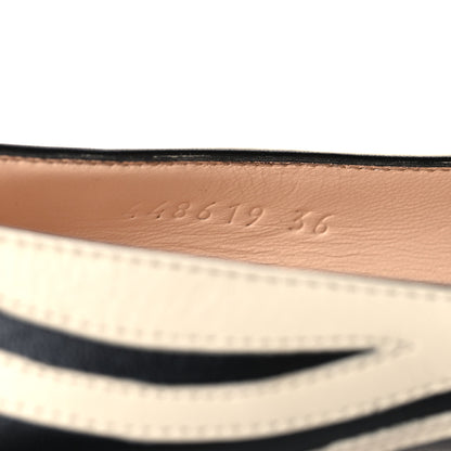 Gucci Malaga Kid Zebra Inlay GG Marmont Fringe Loafer 50mm Pumps 36 Mystic White Black 7 of 8