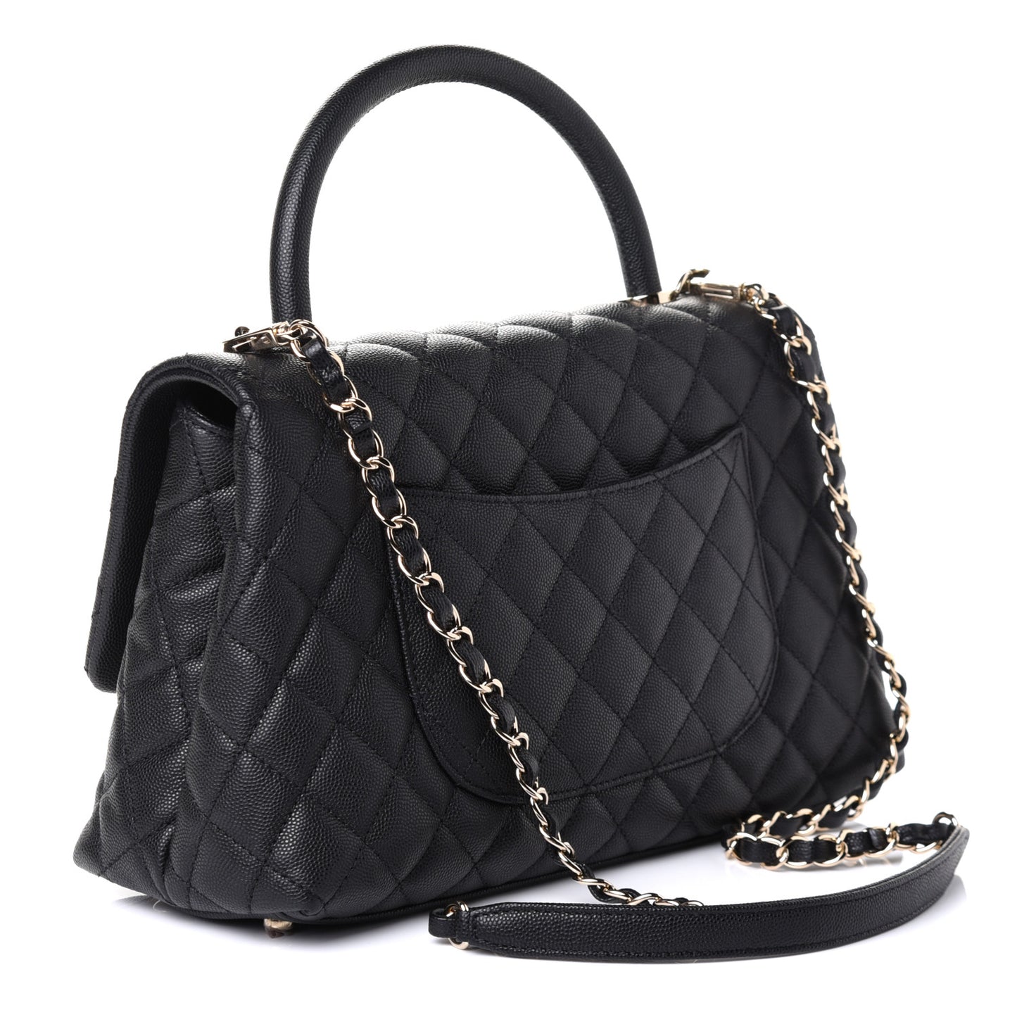 Caviar Quilted Small Coco Handle Flap Black
