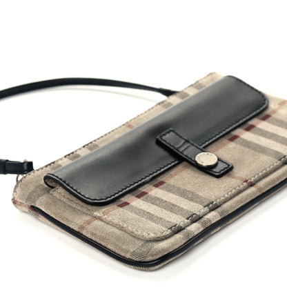 Burberry Calfskin Suede House Check Clutch Black 7 of 8