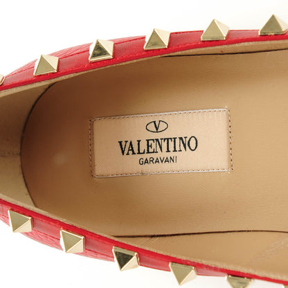 Valentino Garavani Pebbled Calfskin Rockstud Ballerina Flats 37.5 Rosso Valentino 6 of 8