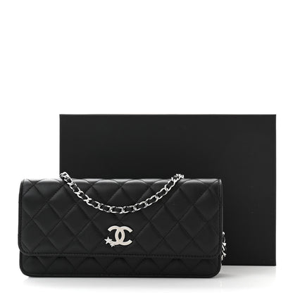 Chanel Lambskin Quilted Crystal Star Long Clutch With Chain Black 12 of 12