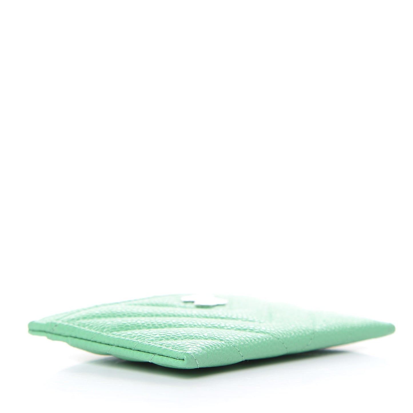 Caviar Chevron Quilted Card Holder Light Green