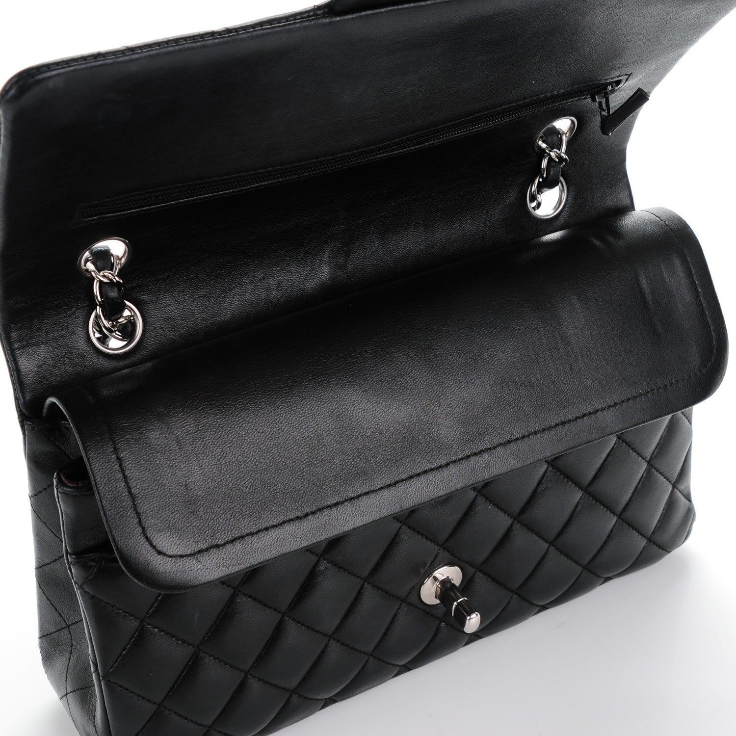 Chanel Lambskin Quilted Medium Double Flap Black 10 of 10