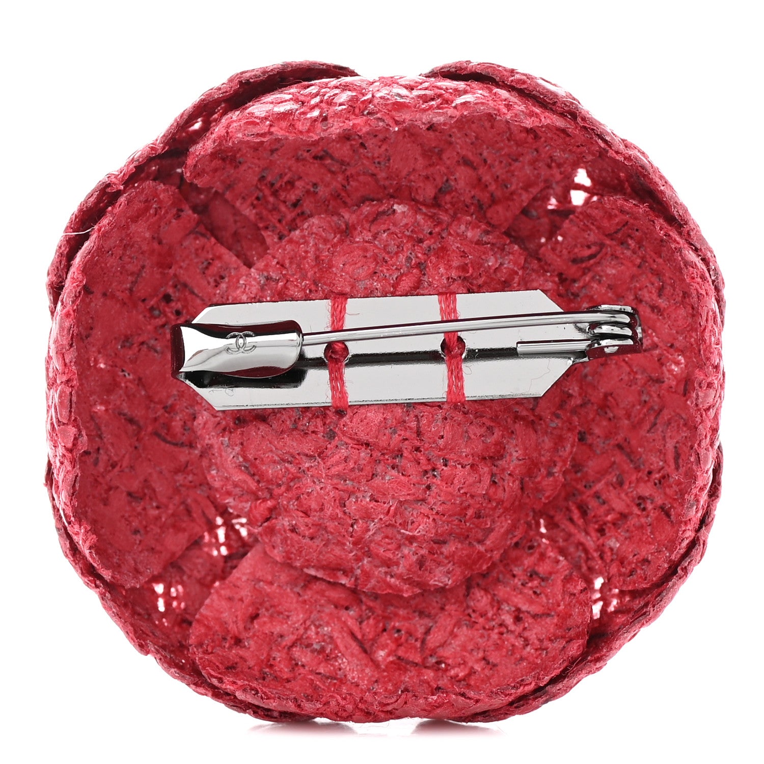 Chanel Tweed Camellia Brooch Red 3 of 5