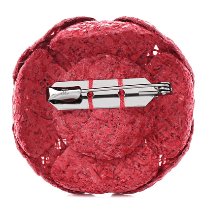 Chanel Tweed Camellia Brooch Red 3 of 5