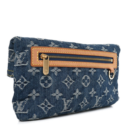 Louis Vuitton Monogram Denim Pochette Plat Clutch Blue 3 of 8