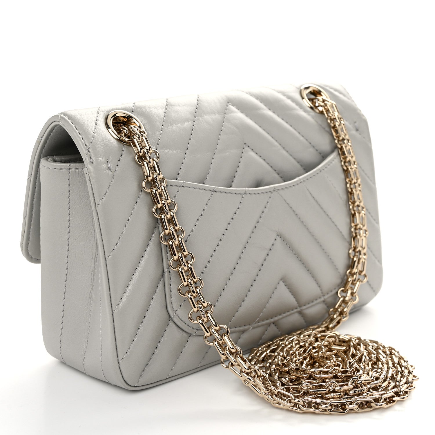 Chanel Metallic Aged Calfskin Chevron Quilted 2.55 Reissue Mini Flap Silver 3 of 10
