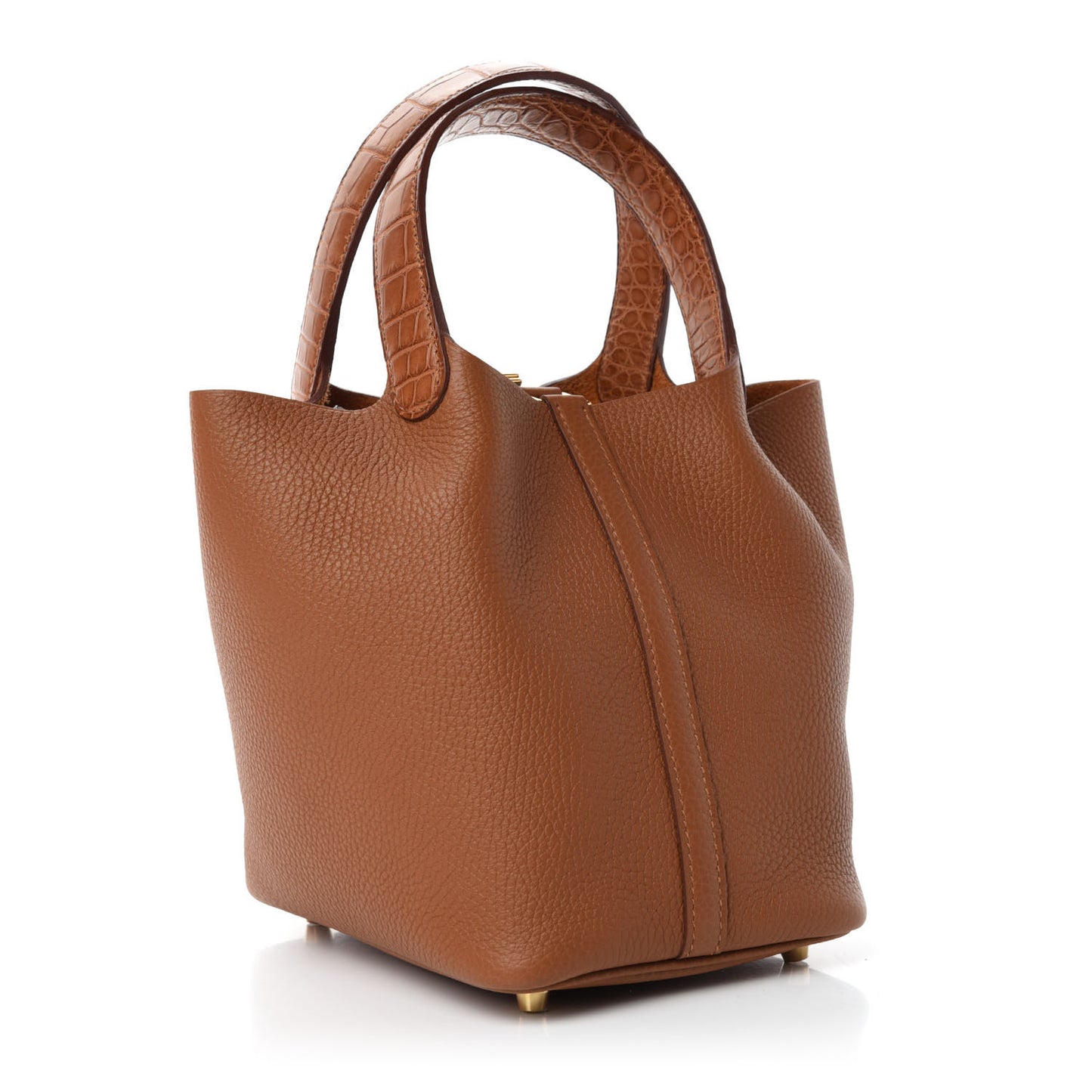 Taurillon Clemence Matte Alligator Picotin Lock Touch 18 PM Gold