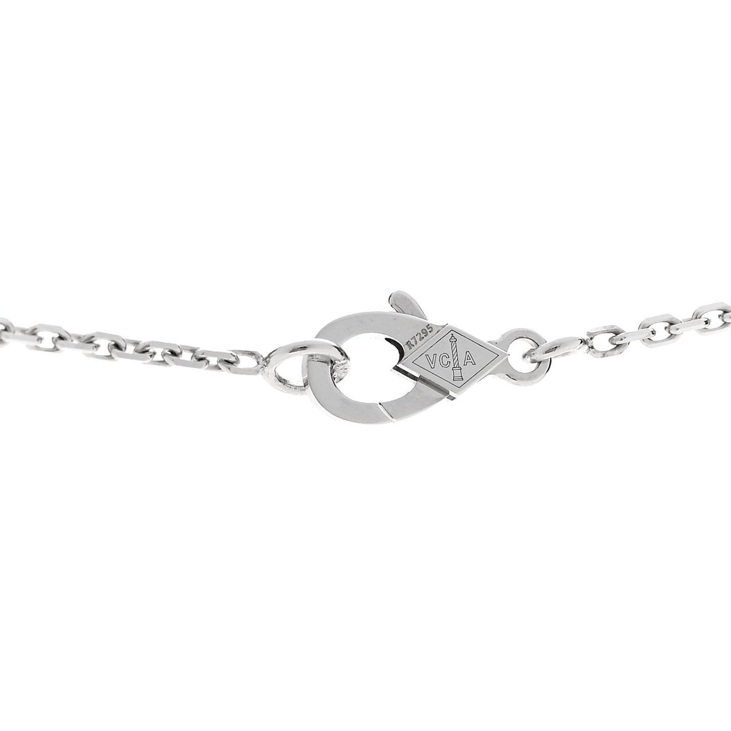 18K White Gold Mother Of Pearl Vintage Alhambra Pendant Necklace