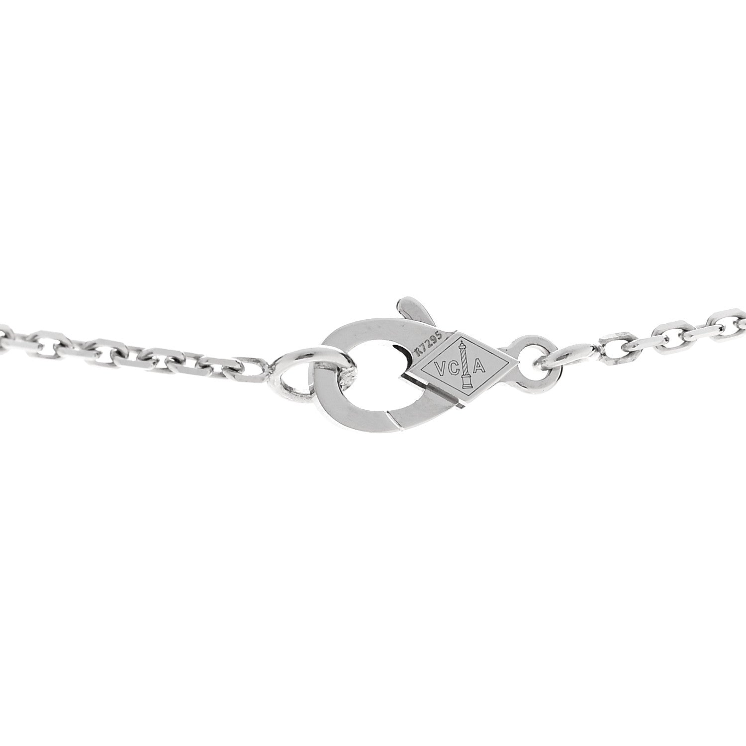 Van Cleef & Arpels 18K White Gold Mother Of Pearl Vintage Alhambra Pendant Necklace 5 of 8