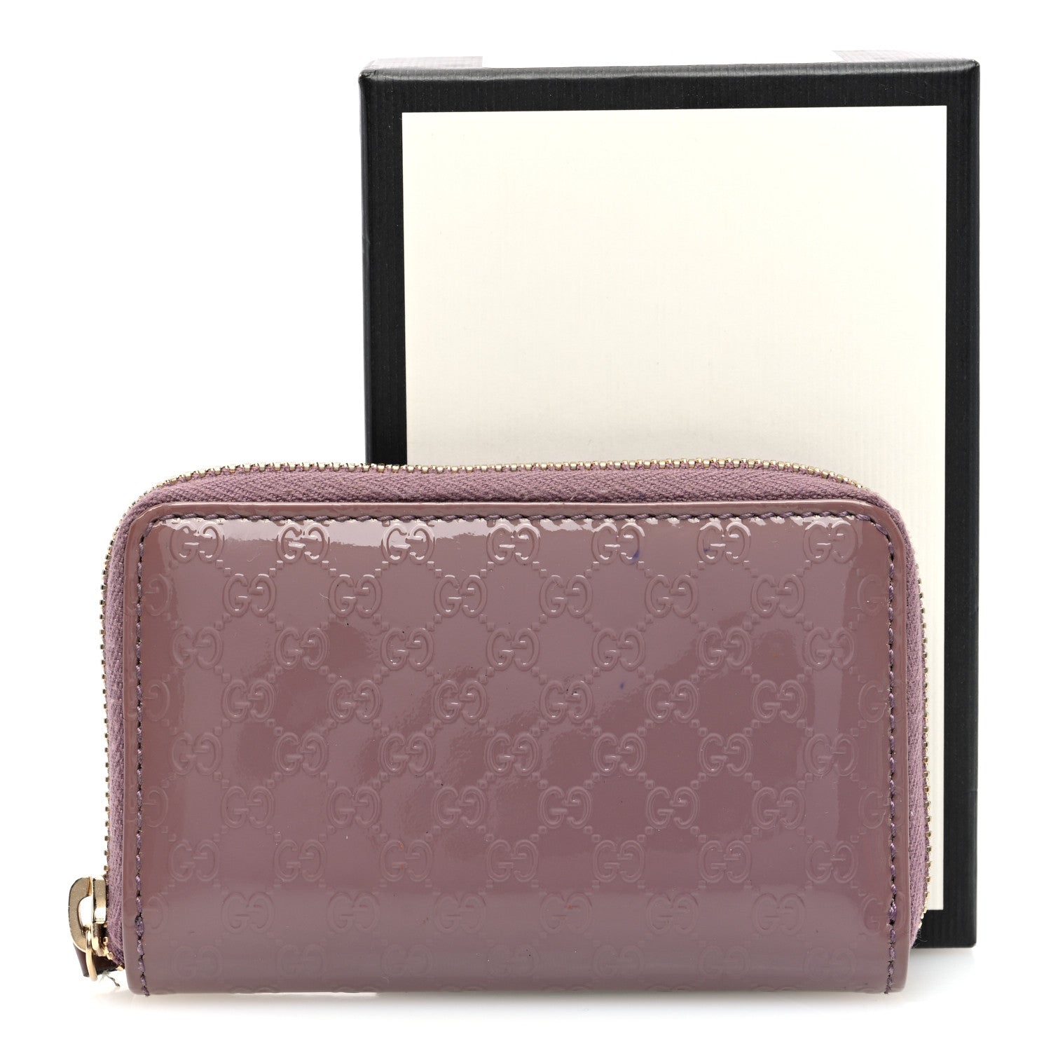 Gucci Patent Microguccissima Zip Around Card Case Mauve 7 of 7