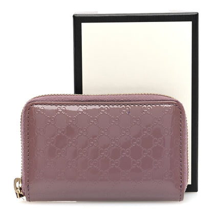 Gucci Patent Microguccissima Zip Around Card Case Mauve 7 of 7