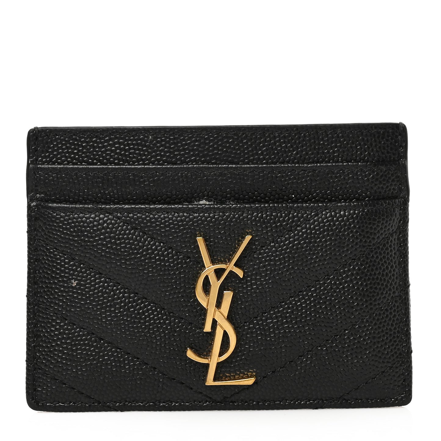 Grain De Poudre Matelasse Chevron Monogram Credit Card Case Black