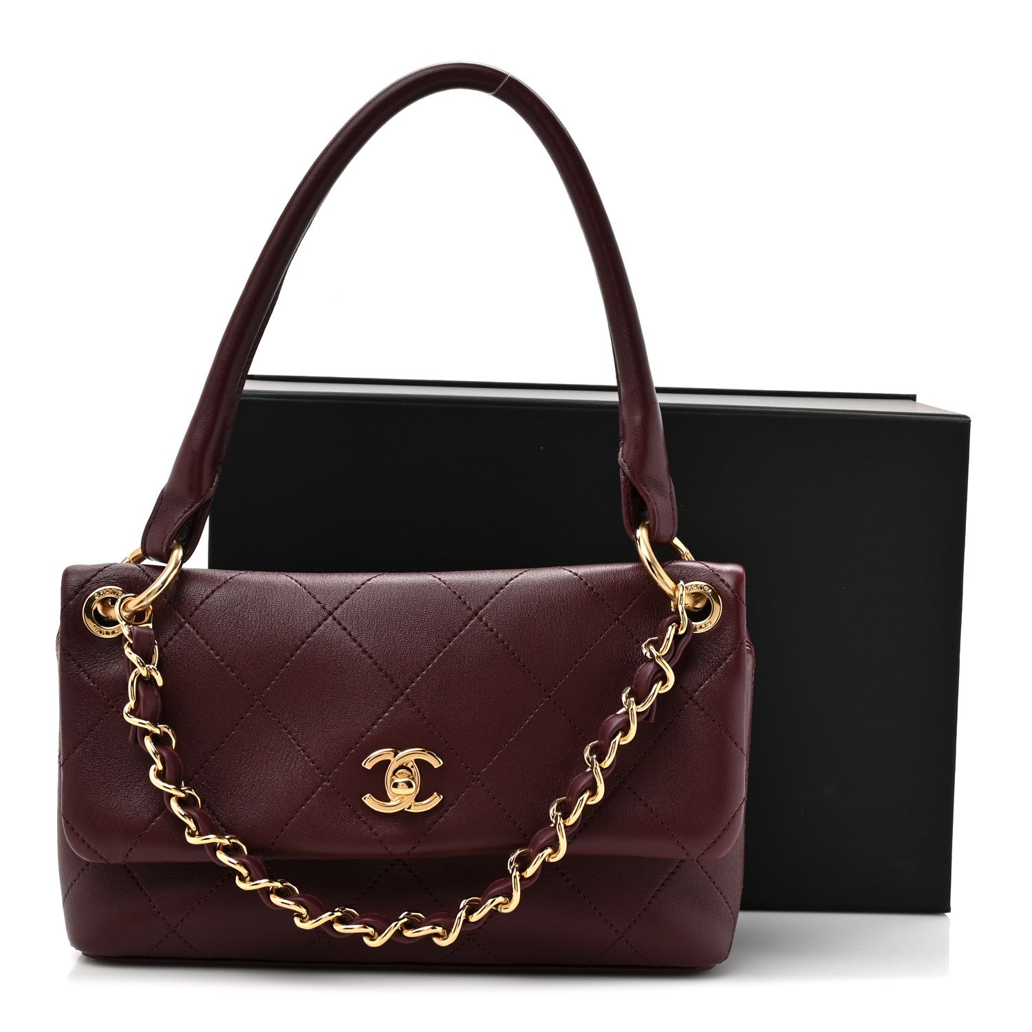 Chanel Lambskin Quilted Maxi Small Flap Burgundy 11 of 11